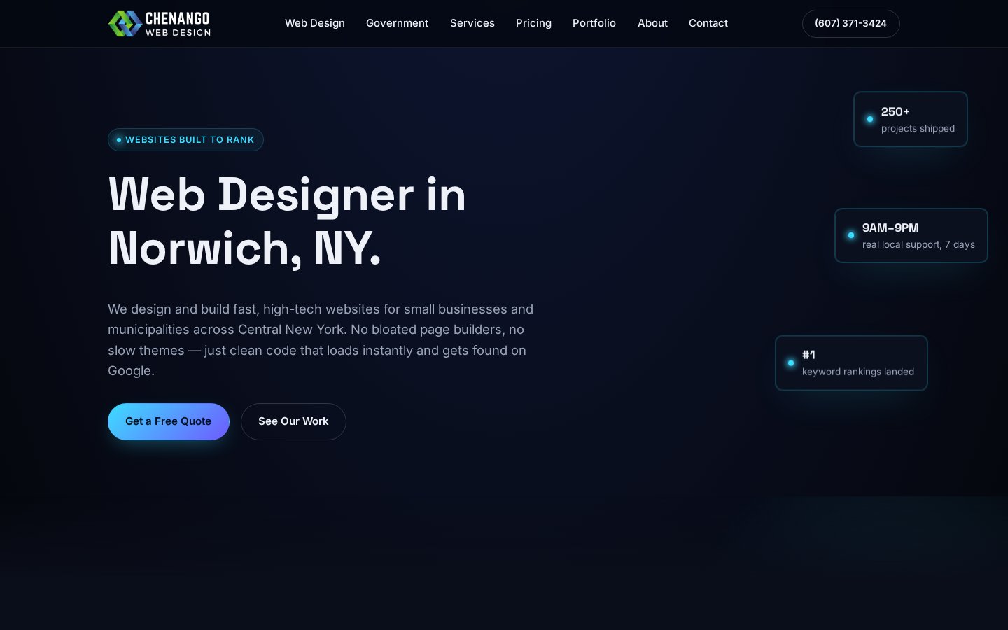 Chenango Web Design homepage screenshot