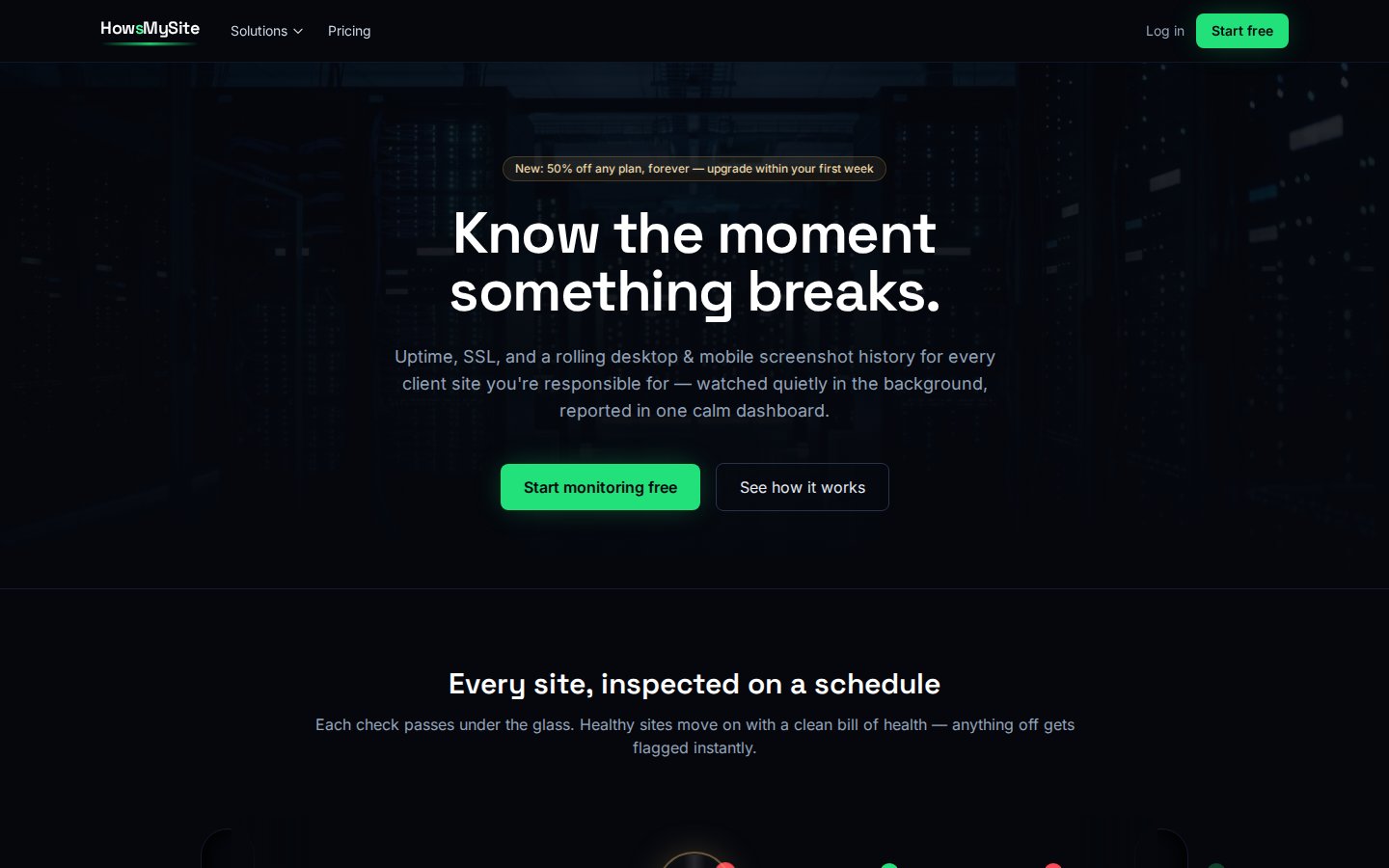 HowsMySite homepage screenshot