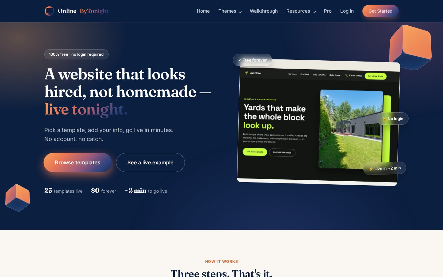 OnlineByTonight homepage screenshot